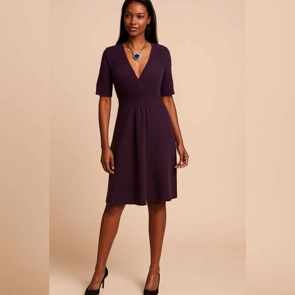 Loft Wool Blend Purple Sweater Dress - Picture 1 of 6